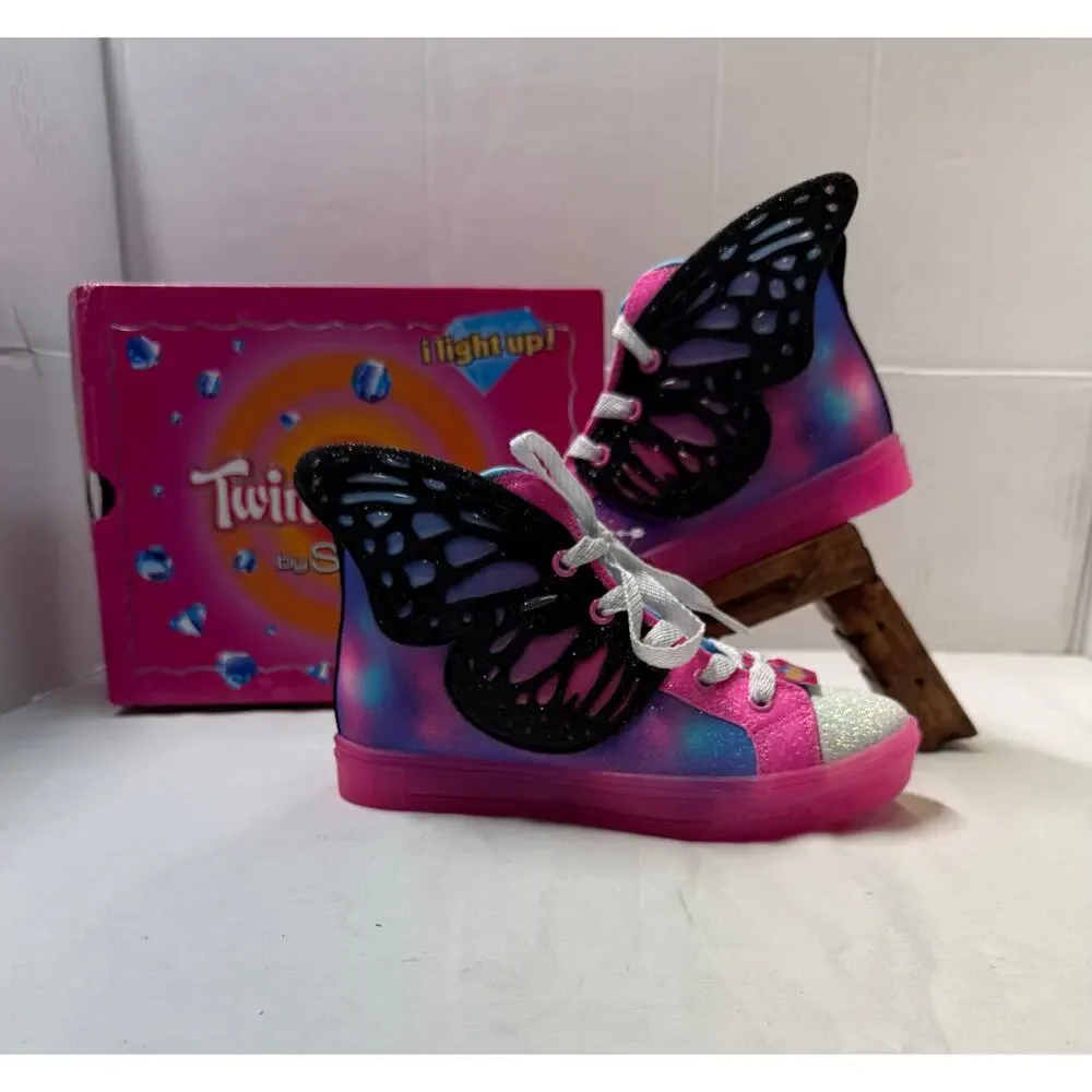 Skechers  Girls Light-Up Shoes Size 3 Pink Multicolor Glitter High Top NWT